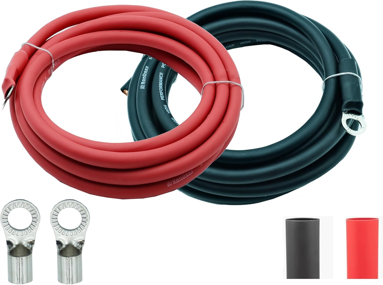 RonDexy 5 AWG (Gauge) Battery Inverter Cable Set, 10-Foot Pair (Red & Black) - High-Purity Oxygen-Free Copper for Automotive, RV, Marine, and Lawn Equipment