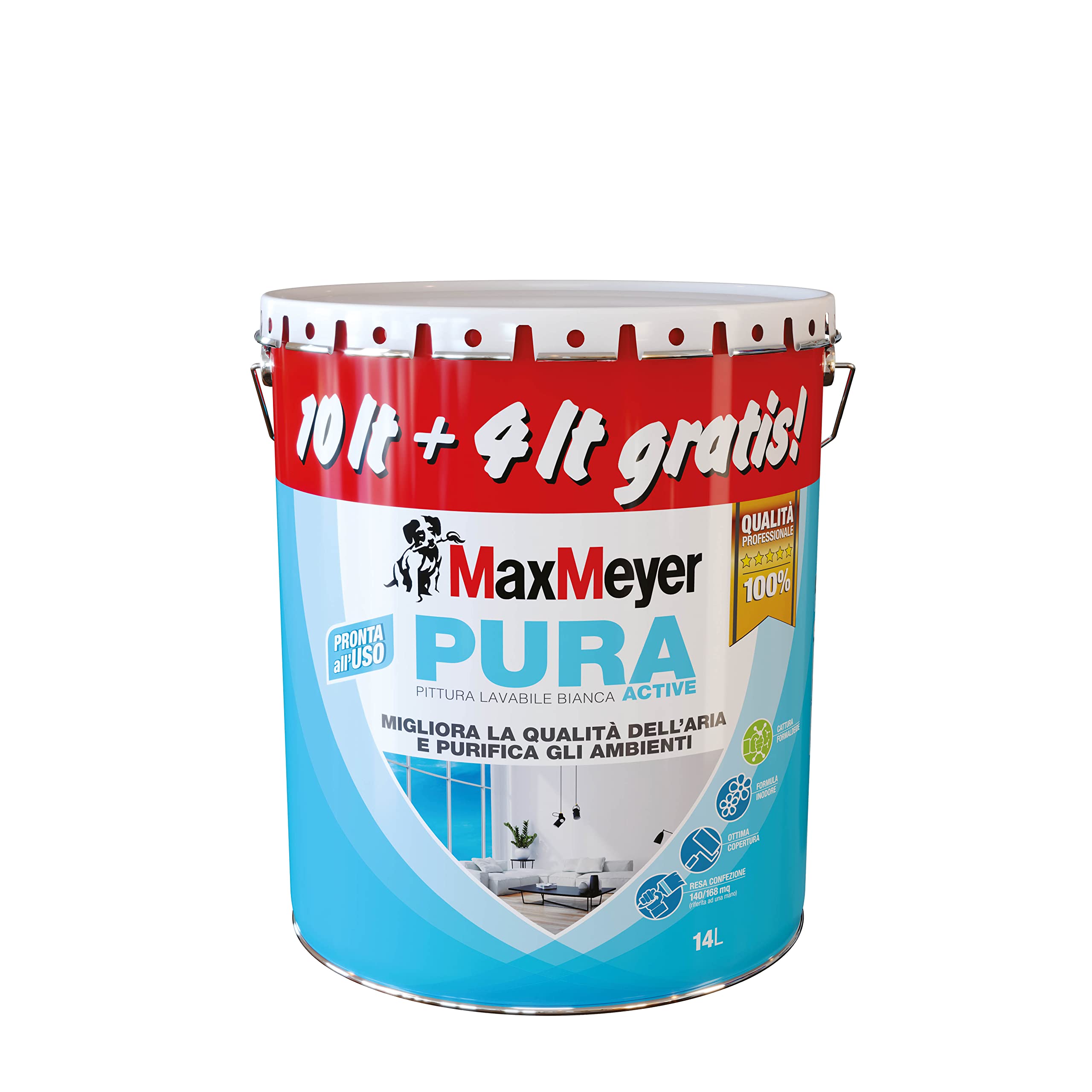 MAXMEYER Pittura per interni Anti-inquinamento Pura Active BIANCO 10+4 L