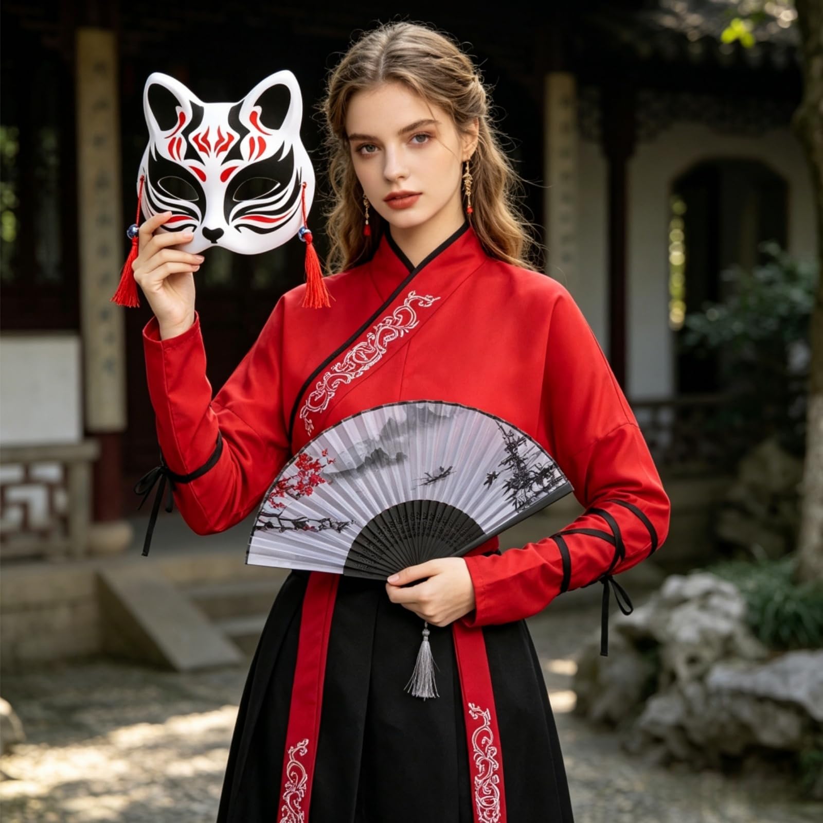 Damska sukienka Hanfu, tradycyjny chiński zestaw kostiumowy, luźne rękawy, haftowane konopie na orientalny Cosplay, festiwal, do noszenia na co dzień (z akcesoriami)