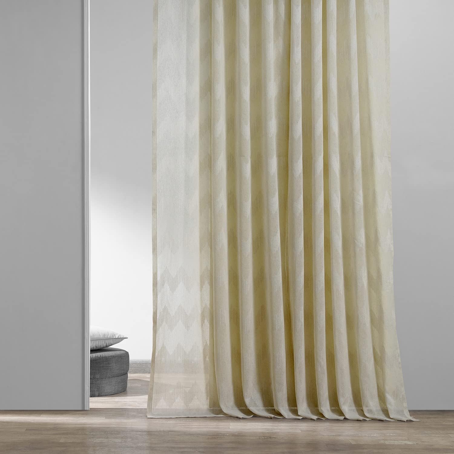 HPD Half Price Drapes Patterned Faux Linen Sheer Curtains for Living Room or Bedroom 50 X 108, SHCH-81862-108 (1 Panel) Sirius Beige