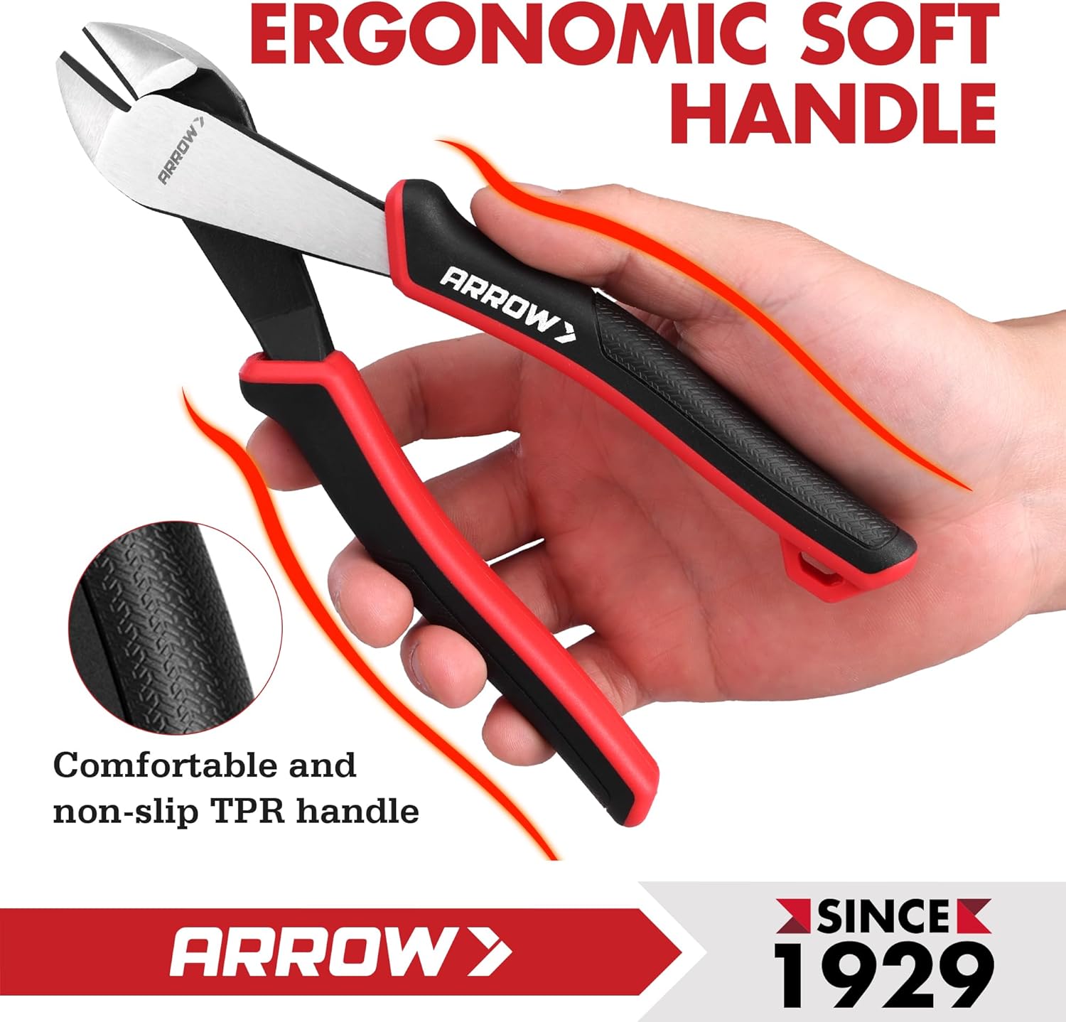 ARROW 6PCS Pliers Set, 8" Long Nose, Diagonal Cutting, Linesman, Slip Joint, 8" & 10" Groove Joint, Dual-Color Non-Slip Handle, Carbon Steel, for DIY, Home Repair & Maintenance