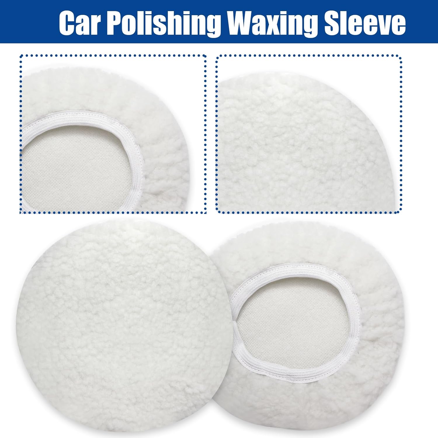 6 PCS Car Buffing Pads for 9-10 Inch Orbital Polisher, Lamb Fleece Polishing Pad Buffer Polisher Bonnets, 9-10 Inch Polishing Pads Cover Waxing Pads for Car Detailing (White)