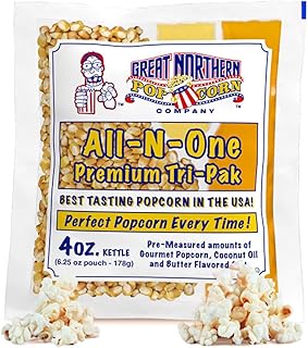 12-Count Gourmet Popcorn Kernels Packs - Premeasured All-in-One Premium Kernel, Oil, and Salt Packets for 4-Ounce Kettles by Great Northern Popcorn