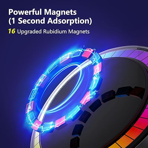 Miniatura 2 de Soporte magnético de cargador de coche inalámbrico de 15 W con LED colorido, se pega en el tablero para MagSafe iPhone 1414 Pro14 Max1313 Pro13 Pro