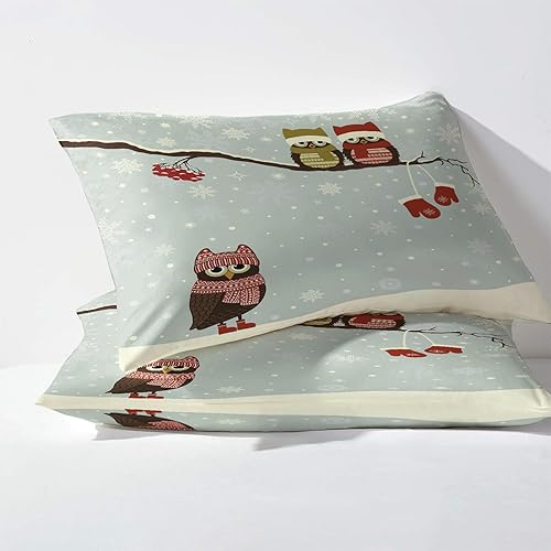 Miniatura 3 de Sábanas de Navidad Split King para cama ajustable, sábanas de búho, sábanas estampadas y juego de 5 piezas, microfibra suave con bolsillo profundo,