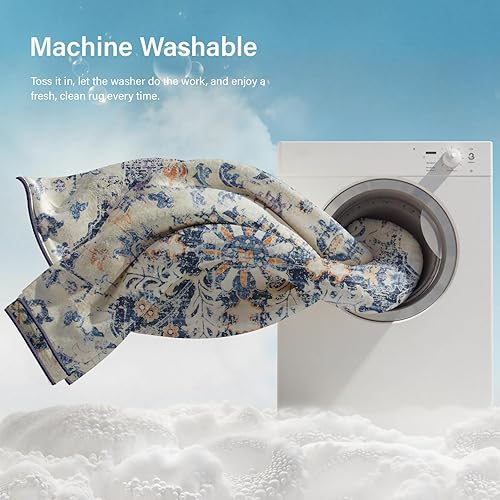 Miniatura 287 de Lahome Alfombra bohemia con medallón floral de 3 x 5 pies, suave, impresa, para baño, cocina, entrada, vestíbulo, vintage, antideslizante, lavable