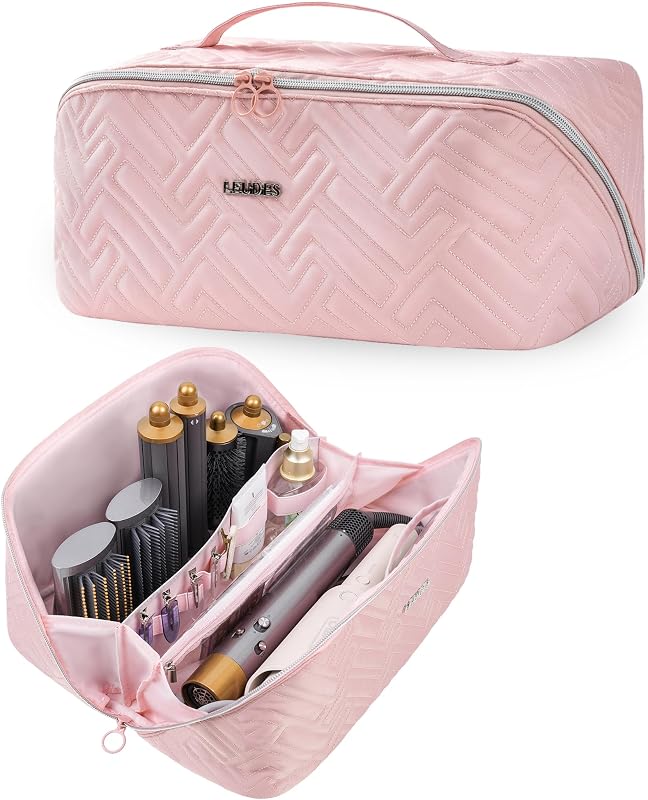 Estojo de viagem Leudes para ferramentas de cabelo Shark Flexstyle e Dyson Airwrap, rosa