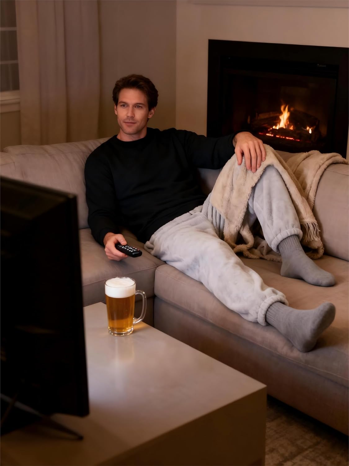 KEFITEVD Men's Sherpa Lined Sweatshirt Thermal Fleece Pullover Sweater Warm Crewneck Heavyweight Winter Shirt - Image 2