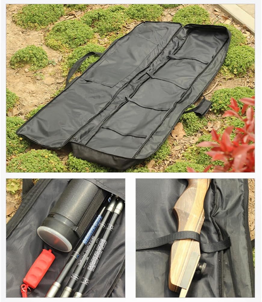 BESPORTBLE Recurve Case Large Capacity Hands Tote Wear-Resistant Handbag Storage Container Shoulder Bag for Longbow (Black)