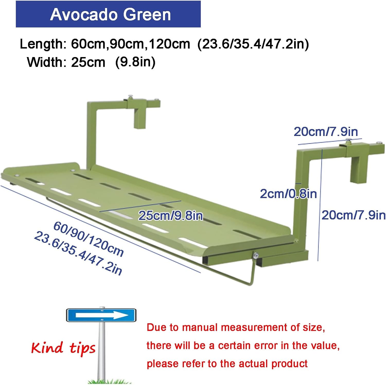 Natural Wood Outdoor Balcony Hanging Railing Bar - 47.2 x 9.8 inches for Serving Food & Flowers - Perfect Patio Decor & Garden Accessory
