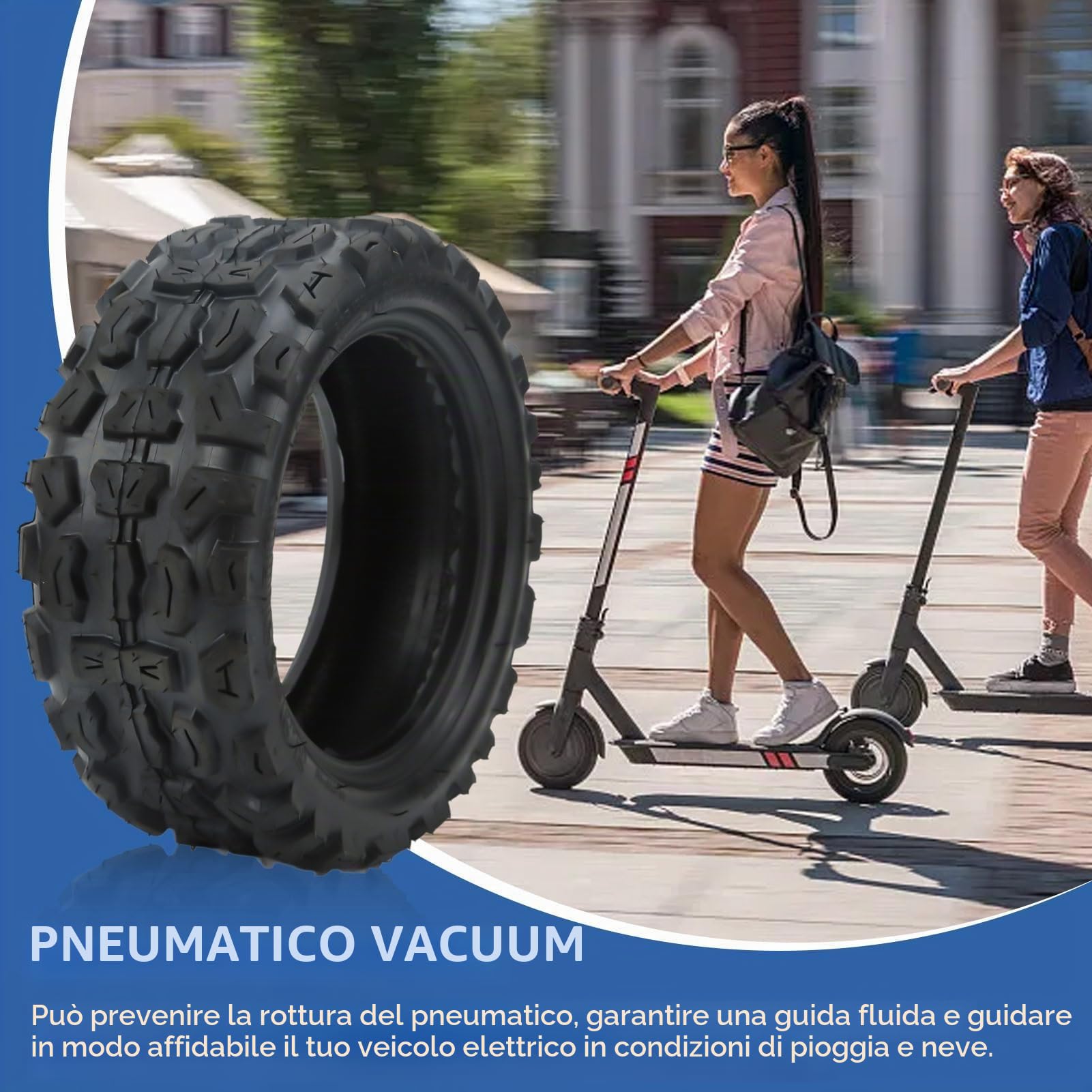 Pneumatico per Scooter Elettrico, 100/65‑6.5 Sostituzione del Pneumatico per Pneumatici Tubeless con Vuoto in Gomma Ispessita Fuoristrada Antiscivolo Anteriore Posteriore per Campo Innevato