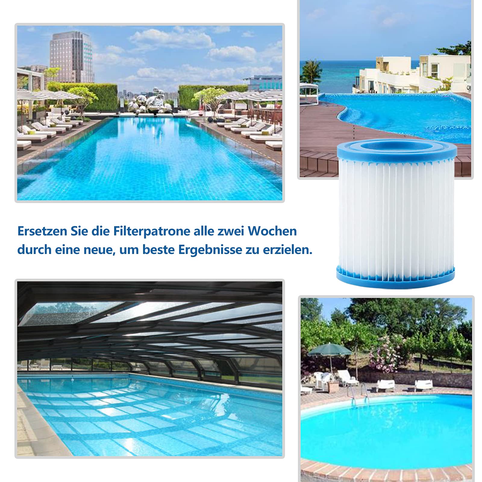 Filtros de Piscina Tipo H, Cartucho de Filtro para Intex, Filtro Piscina Tipo h (4 Unidades)