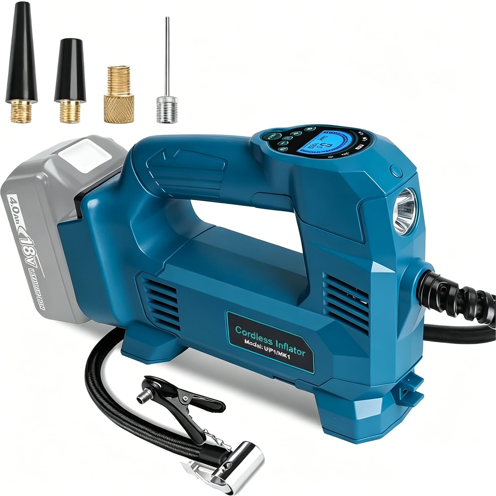 Waitley Tyre Inflator Air Compressor Cordless Portable 150PSI for Makita 18V Battery, Digital Pressure Gauge & Auto Shut-Off, Electric Pump for Car, Bike, Motorcycle & Balls (Tool Only)