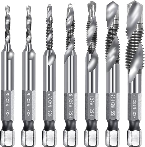 Amazon Co Jp Dighealth ドリルタップ タップドリルセット 面取りタップ 穴あけ ネジ切り コバルトスパイラルタップ ドリルセット六角軸 7本セットm3 M10 産業 研究開発用品