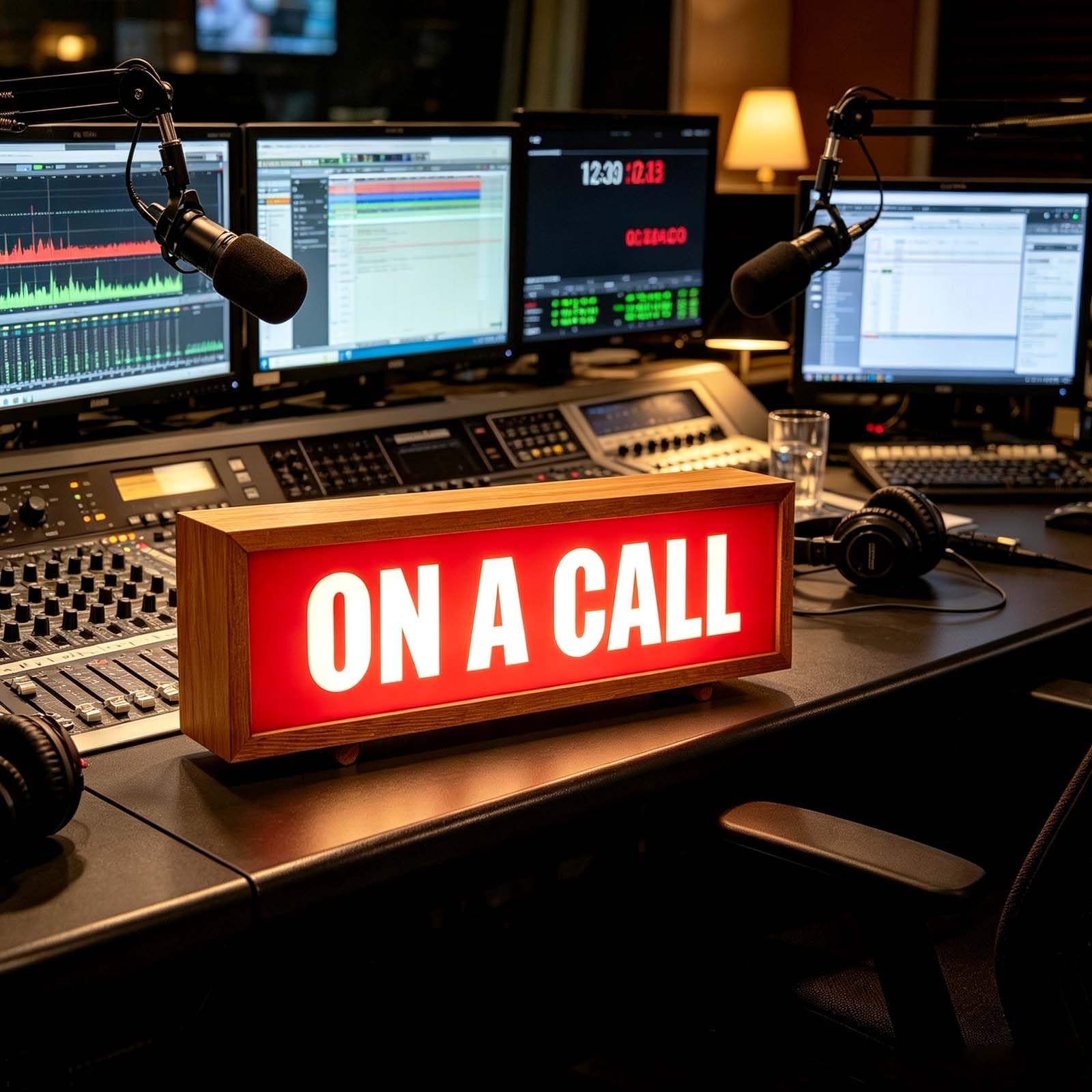 wpdash ON A Call Wooden Neon Sign USB Powered Remote Control Lightbox Light Up Dimmable Wall Mountable Pulsing Call Sign for Broadcast Stations Birthday Party Video Meeting Busy Indicator Light