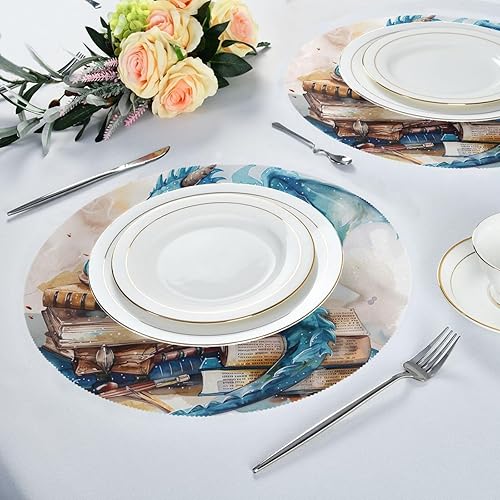 Miniatura 6 de Manteles individuales para mesa, calor para mesa de comedor, tapete antideslizante para cocina, mesa de comedor interiorexterior, dragón de acuarela