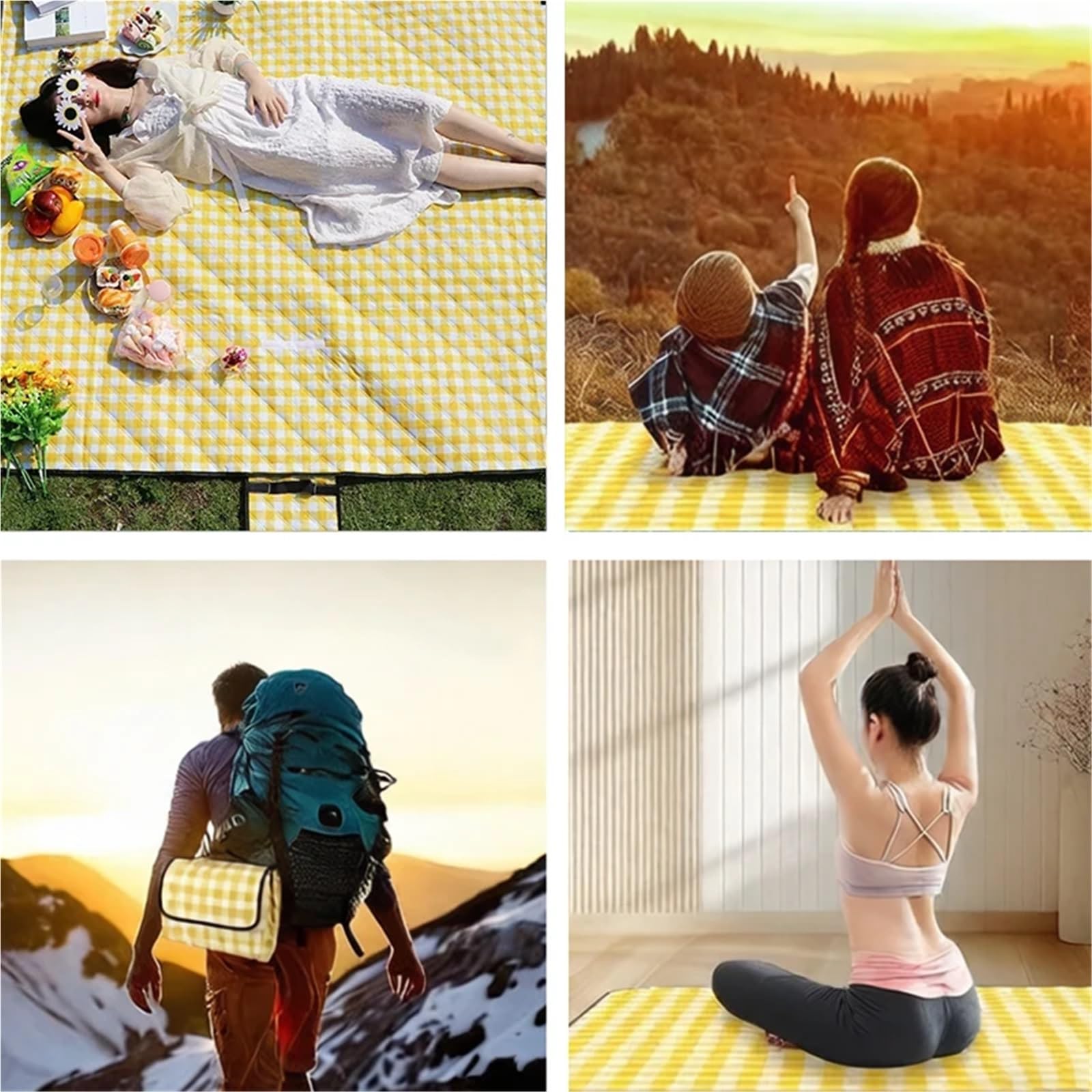 TRALOW - Tapis d'extérieur lavable et portable - Couverture de pique-nique imperméable pour camping, randonnée et plage (vert, 200 x 200 cm)