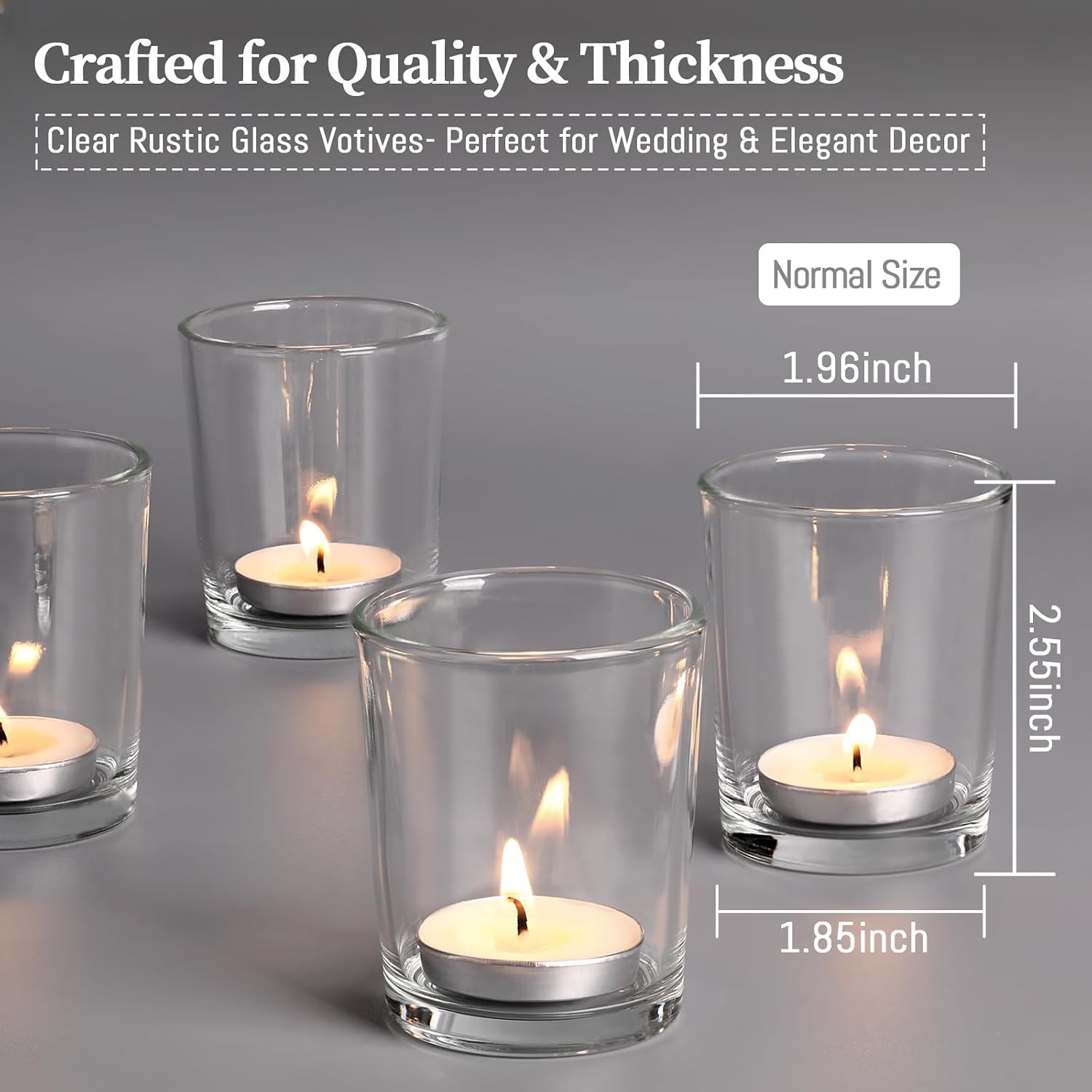 Letine 24-Pack Votive Candle Holders, Clear Glass Tea Light Holders Bulk image 2