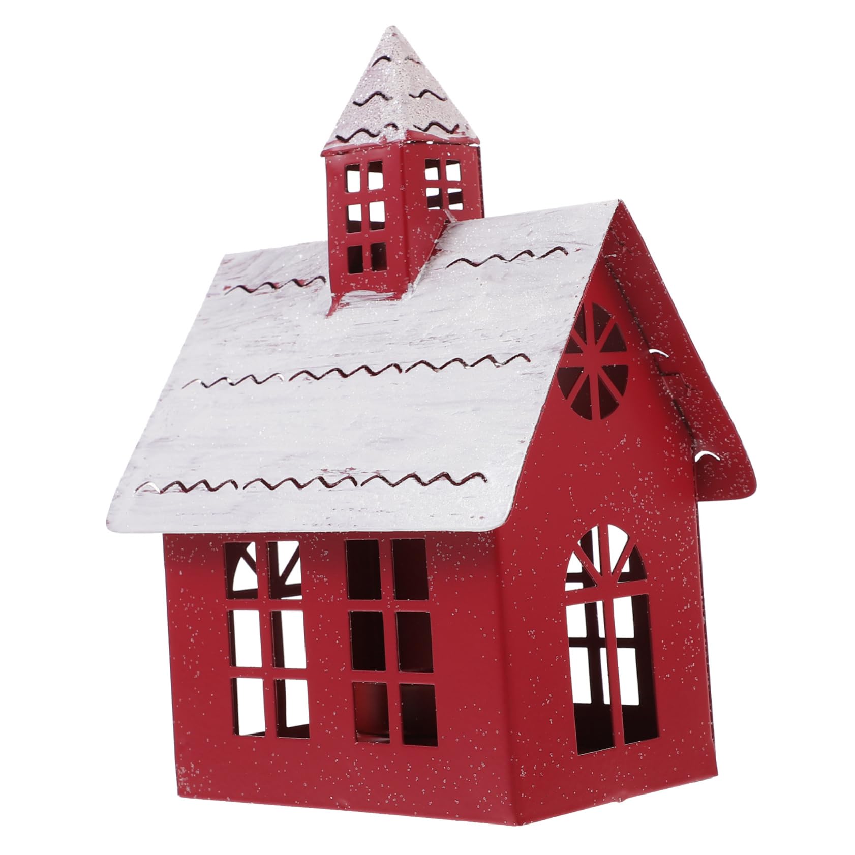Cabilock Christmas Metal Decoration Handmade Candle Holder Desktop Village House Ornament for Festive Table Decoration Sturdy Ironwork for Christmas Special Occasions