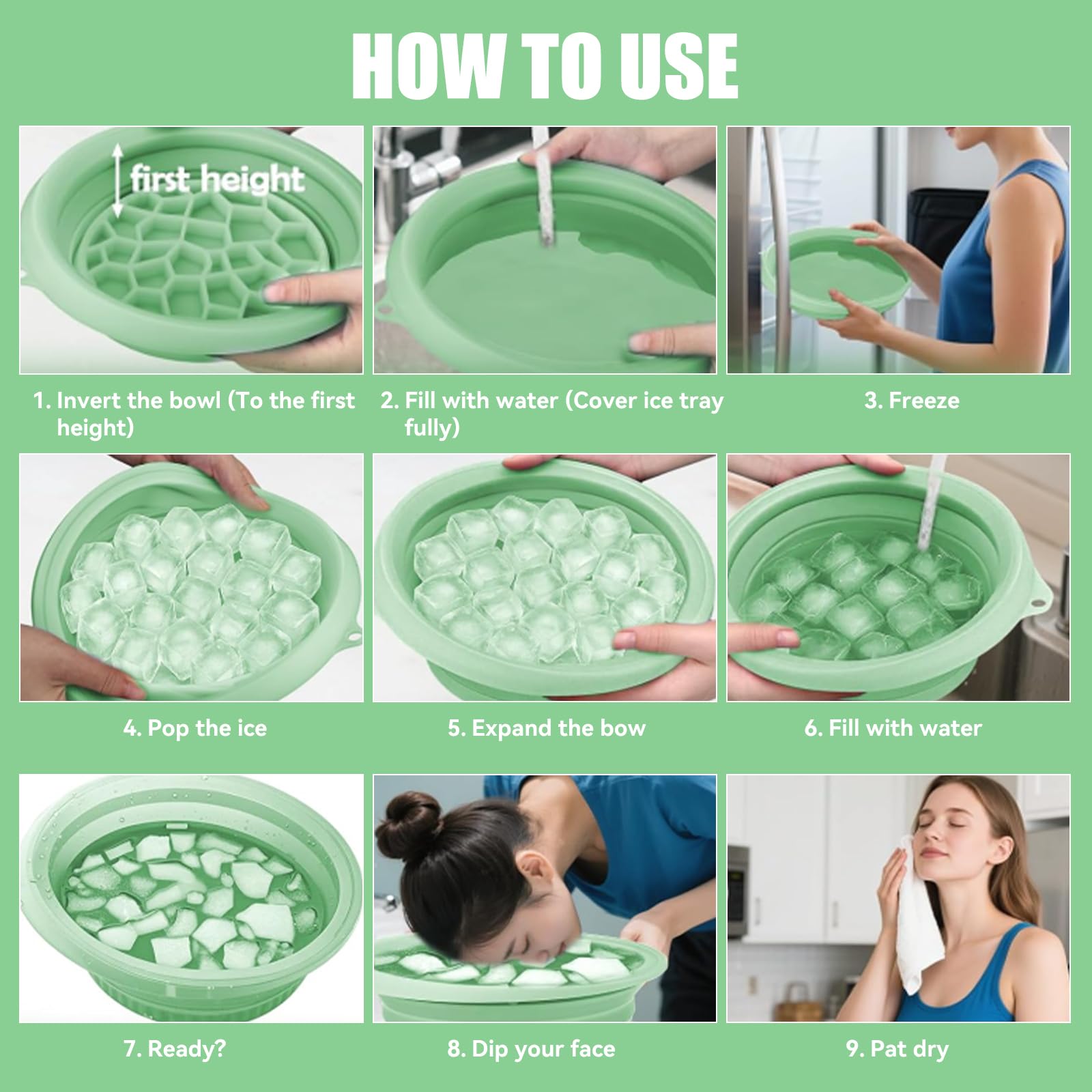 nnOuOnn Silicone Ice Face Bowl, Foldable Facebowl with Built-in Icetray, Quick Cooling for Puffiness Relief Soothe Skin - Image 4