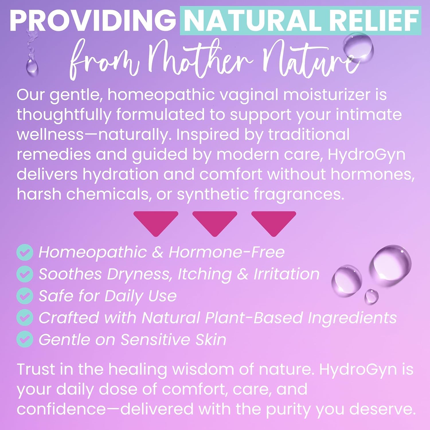 Hydro GYN Vaginal Moisturizer | Long-Lasting Dryness & Discomfort Relief | Estrogen & Hormone Free | 10 Pre-Filled Applicators I Pre and Post Menopausal + Feminine Wash