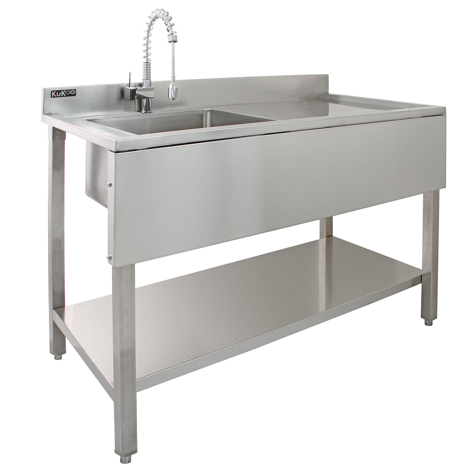 Fregadero de Cocina Acero Inoxidable 1 Seno a la Izquierda+Escurridor a la Derecha 120x60x90cm con 2 Coladores Desagüe GRATIS Lavaplatos Pila Cocina 1 Seno+Escurridor para Lavar Platos Kitchen Sink