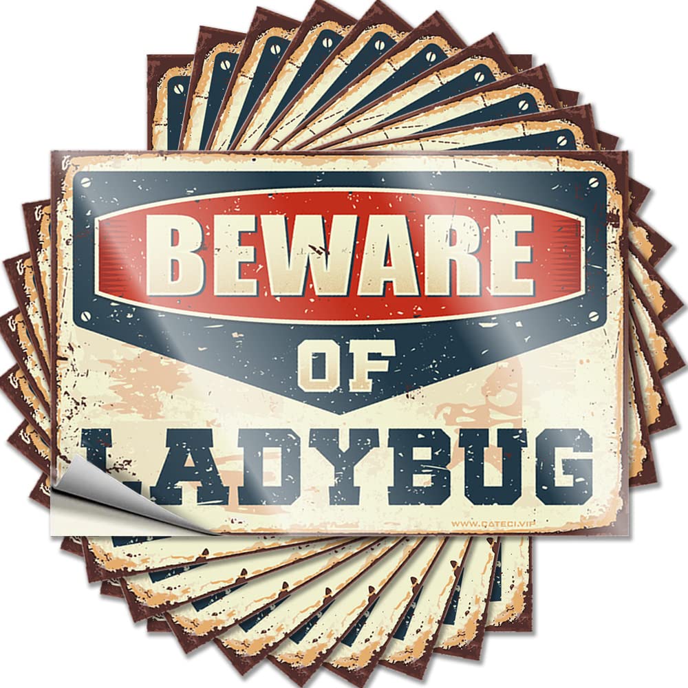 Fzfn Colour Beware Of Ladybug Funny Office Decor New - Saying Bottle Waterproof Decal(8X12cm)