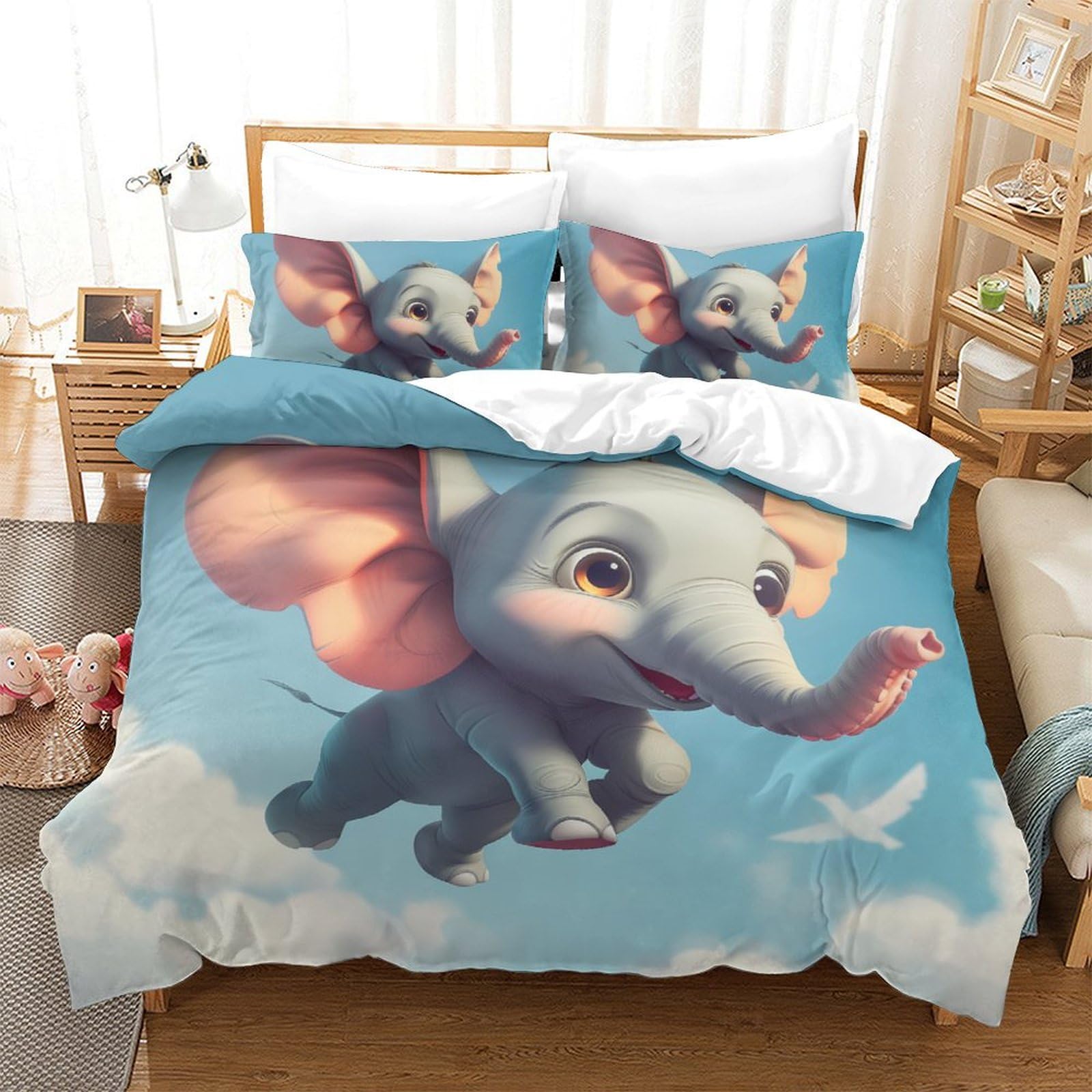 Parure de lit imprimé 3D éléphant pour une chambre moderne king