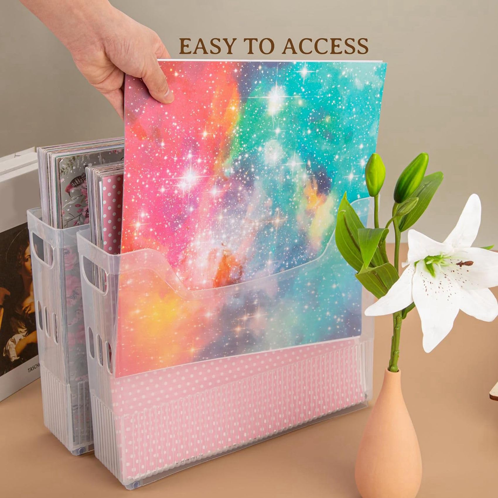 12 contenitori di carta per scrapbooking con ruote, in plastica per 12 x 12 fogli , carta per album di ritagli