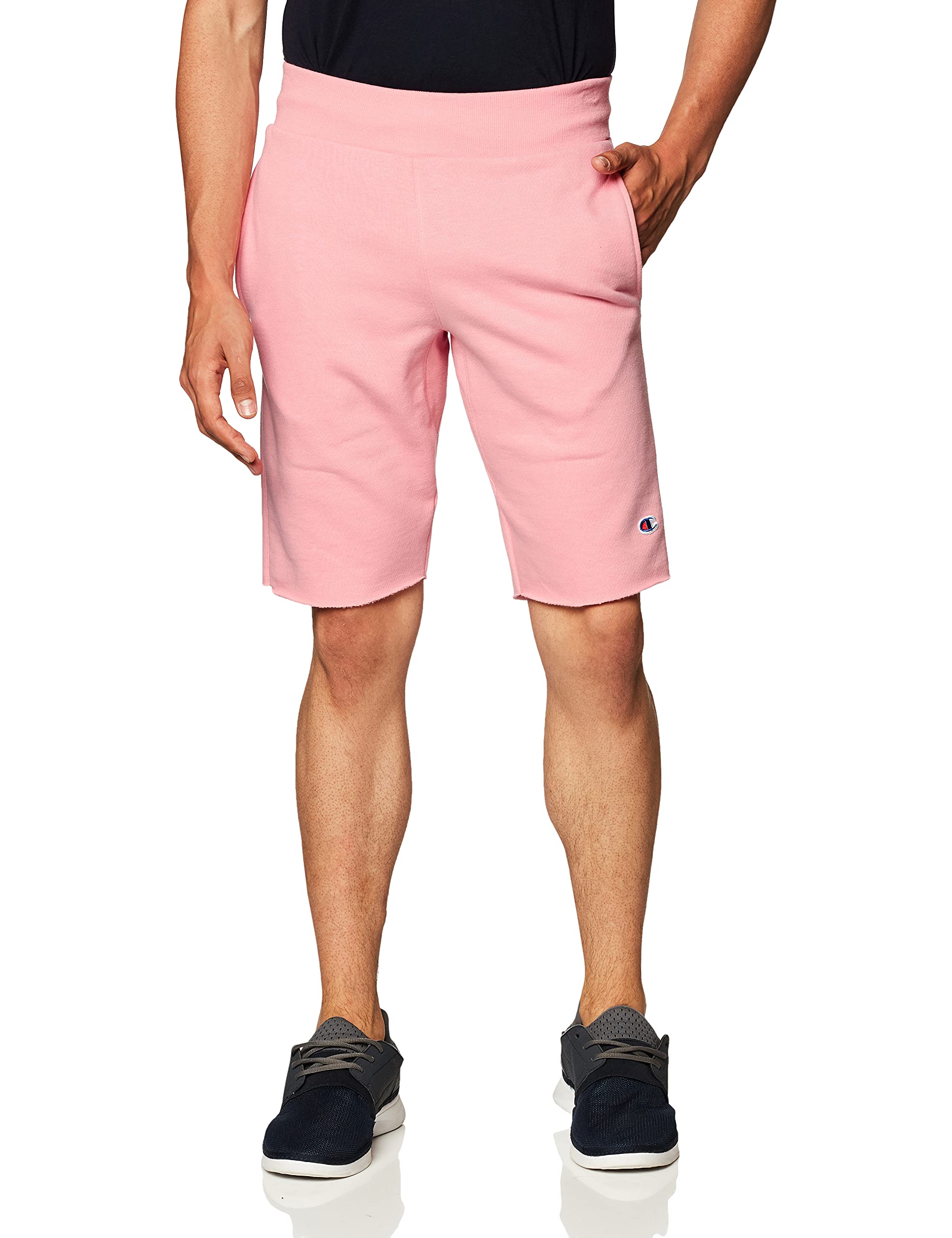 Champion Men's Shorts, Reverse Weave Fleece Shorts, Knee-Length Shorts for  Men, C Logo, 10