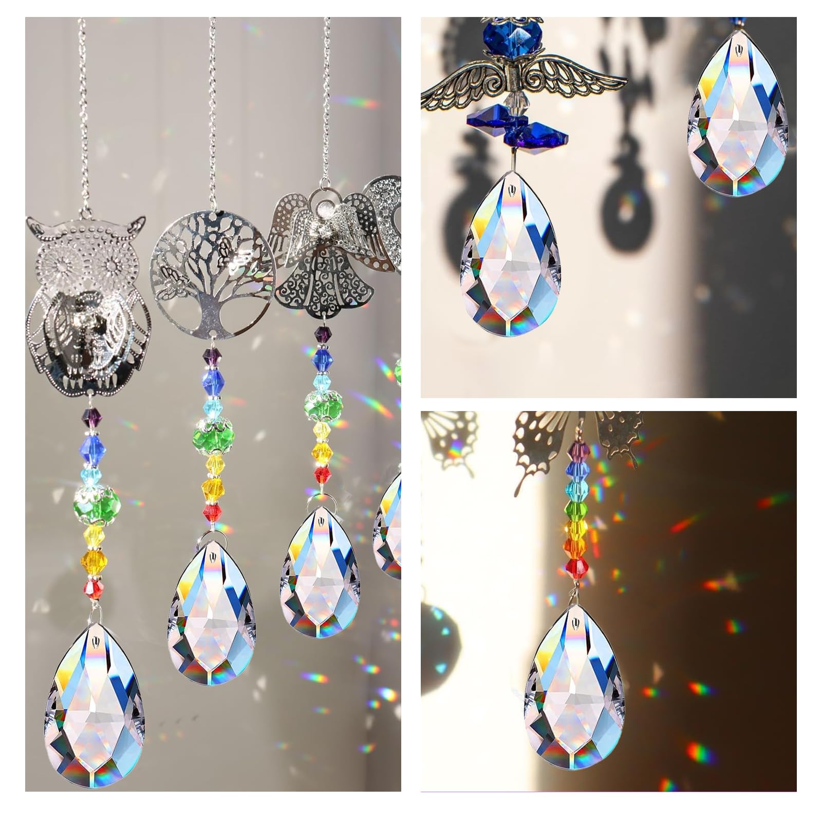 24 Pièces Cristaux à Suspendre Prisme 20mm - Attrape-soleil Pour Fenêtres, Mariage, Déco Maison