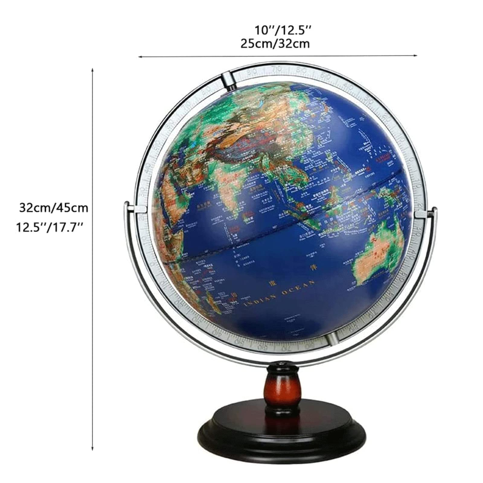 globusy Verlichtingsbol Houten basis Roterende bollen Hd Gemakkelijk leesbare wereldbol voor school Kantoorstudie Geografische bollen ciekawy