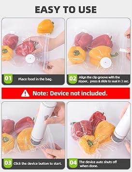 Vacuum Sealer Bags, Reusable Vacuum Zipper Bag, BPA Free Heavy Duty Vacuum Storage Bag for Food 15 Bags (15 Small Bags (8.27x 8.66 in))