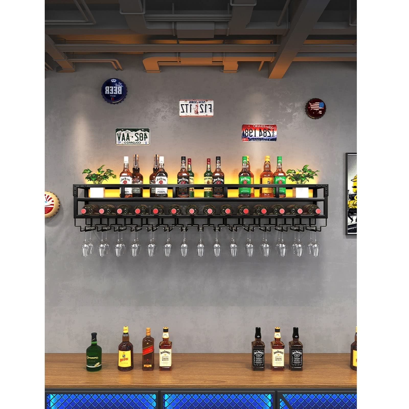 Casier à vin mural style bar européen pour vos soirées dégustation cuisine