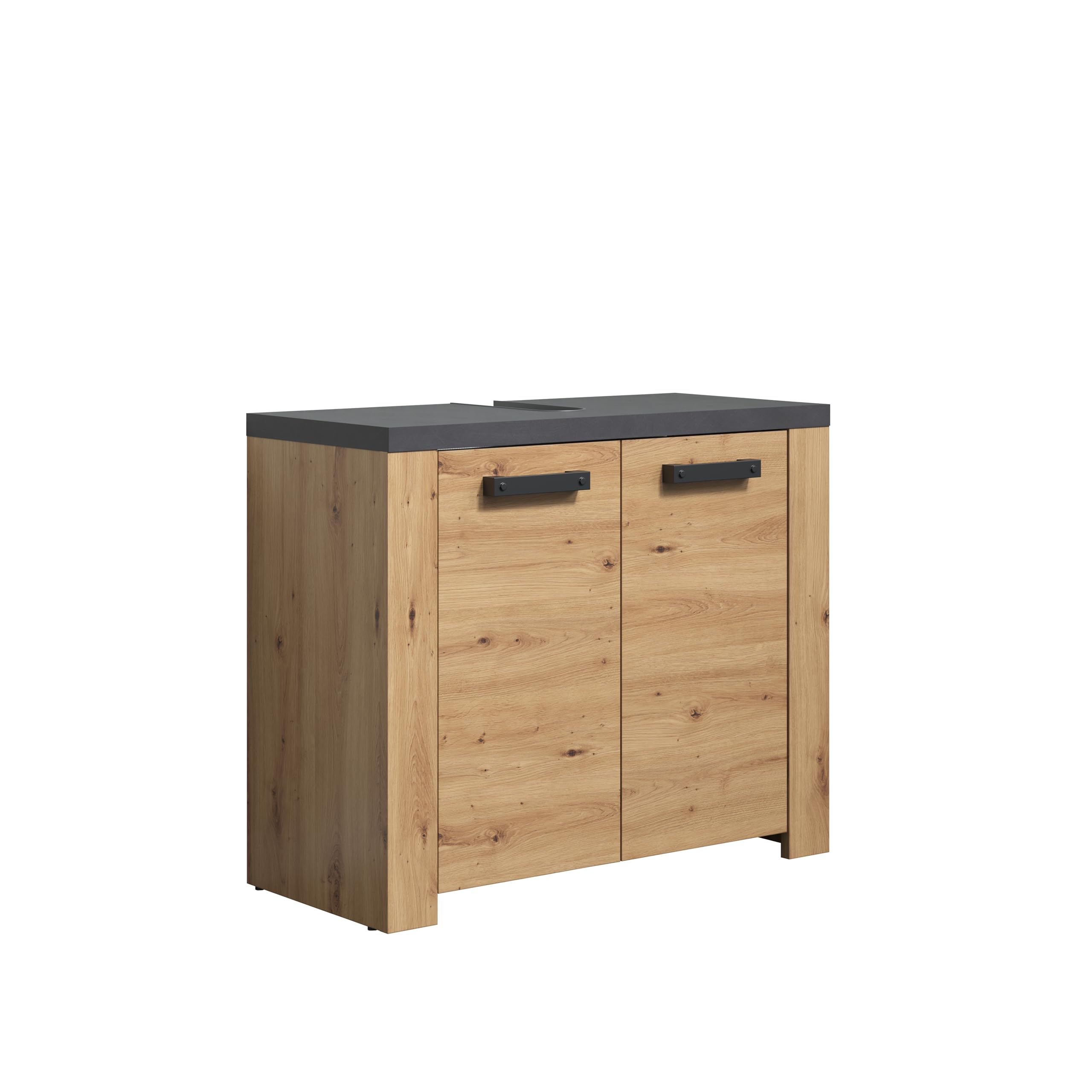 trendteam smart living - Follow - Waschbeckenunterschrank - Artisan Eiche/Matera - Waschtisch mit 2 Türen und 1 Einlegeboden - (BxHxT) 79 x 67 x 35 cm - moderne, schwarze Griffe - kratzfest