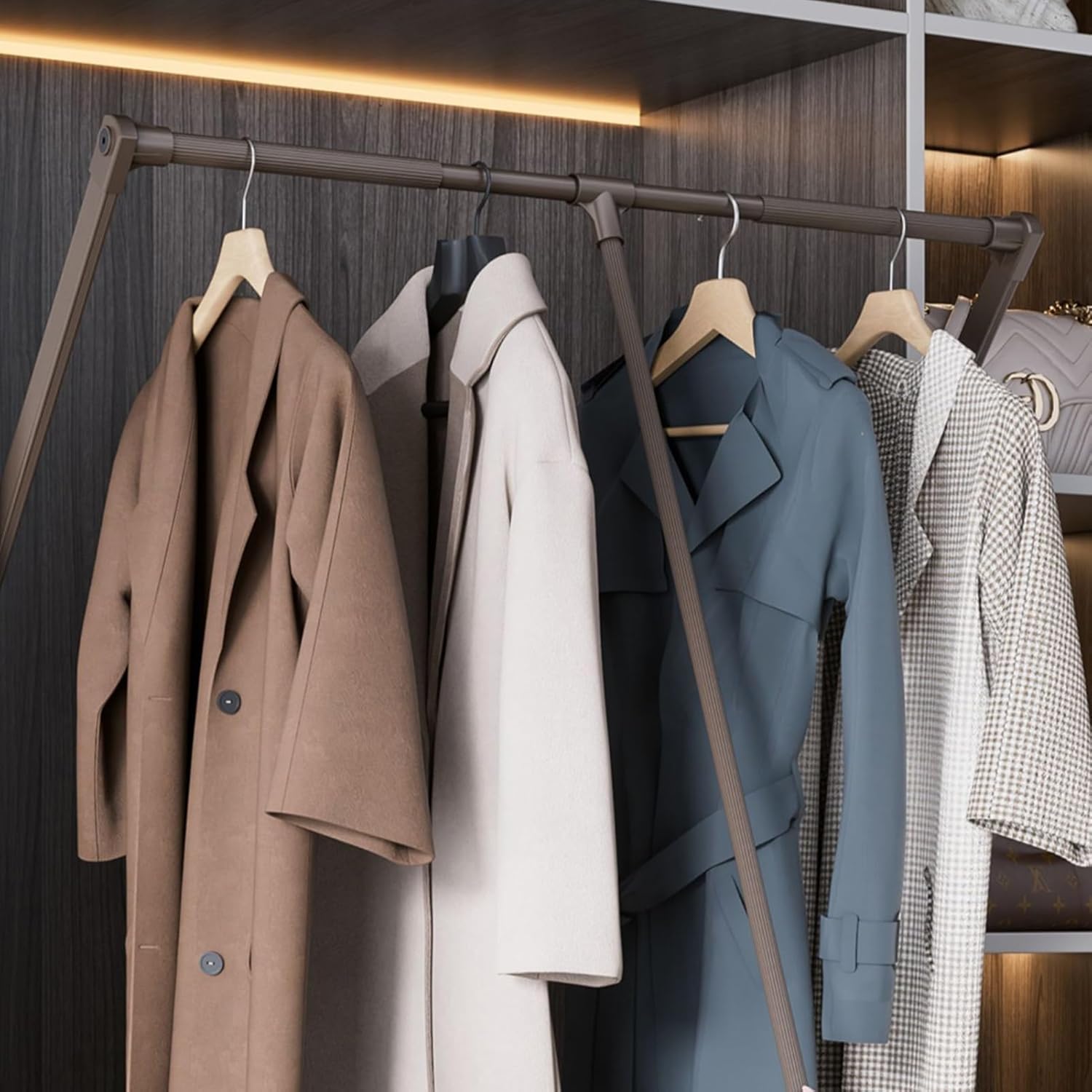 折りたたみ式ワードローブロッド、寝室用ハンガーリフト、プルダウン式ワードローブレール、耐荷重20kg、寝室用(Color1,89-1