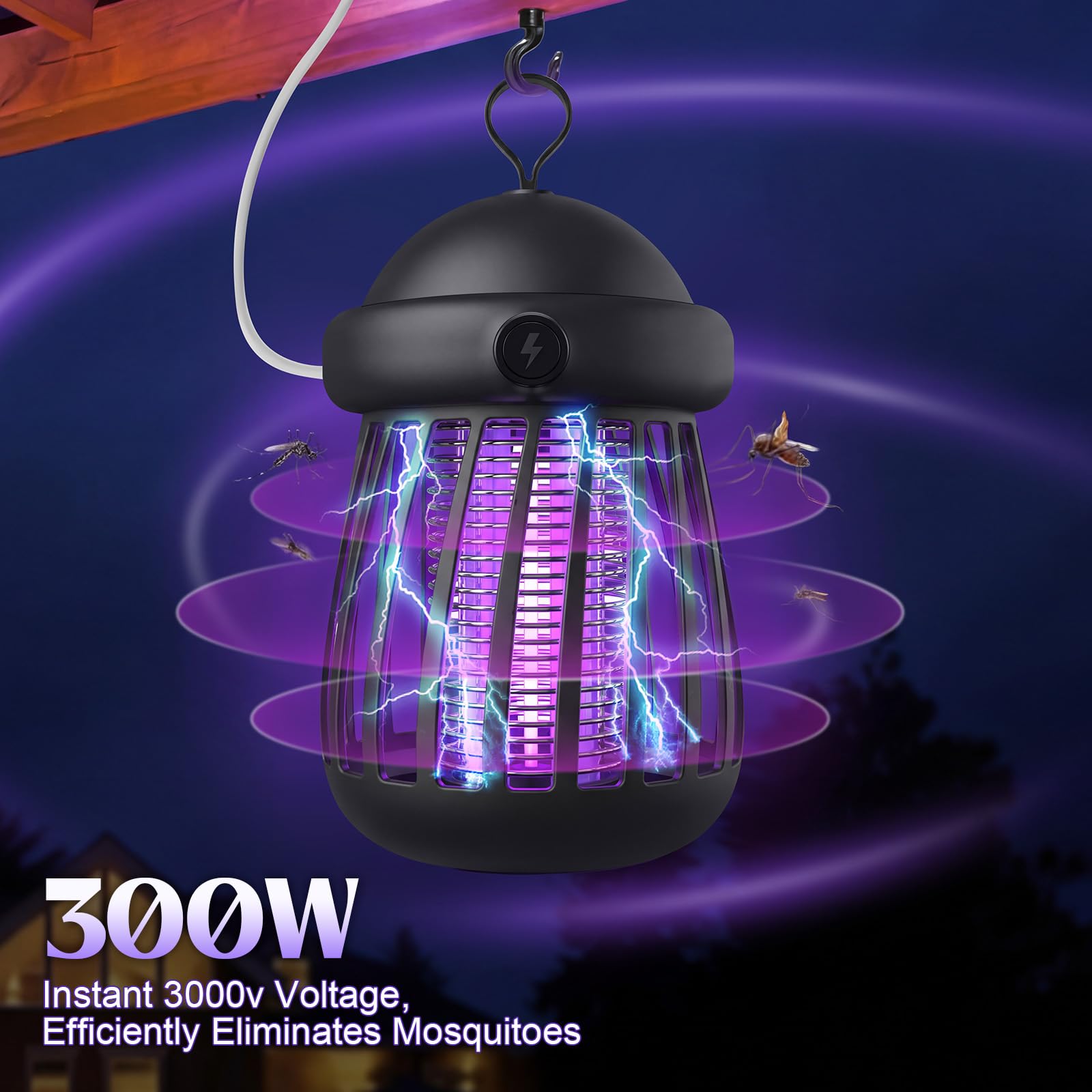 Lampa przeciw owadom zasilana przez USB, pułapka na owady UV, z elektryczną siatką 3000 V i lampką nocną, cicha, wewnętrzna meduza do gonatów, moli, muszek owocowych, 4 szt