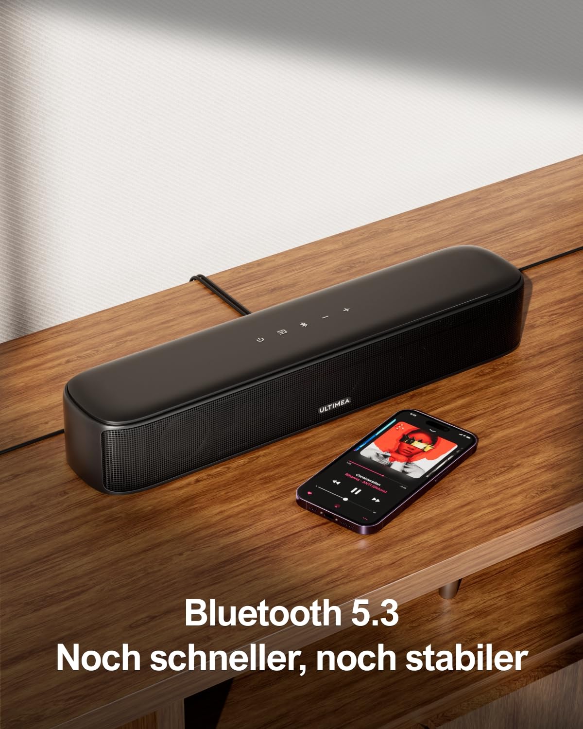 ULTIMEA 7.1ch Soundbar für TV Geräte, Heimkino Surround Sound System, 4 Surround Lautsprechern, 4" Subwoofer, App Steuerung, einstellbarem EQ, Bluetooth® 5.3, Aura A40