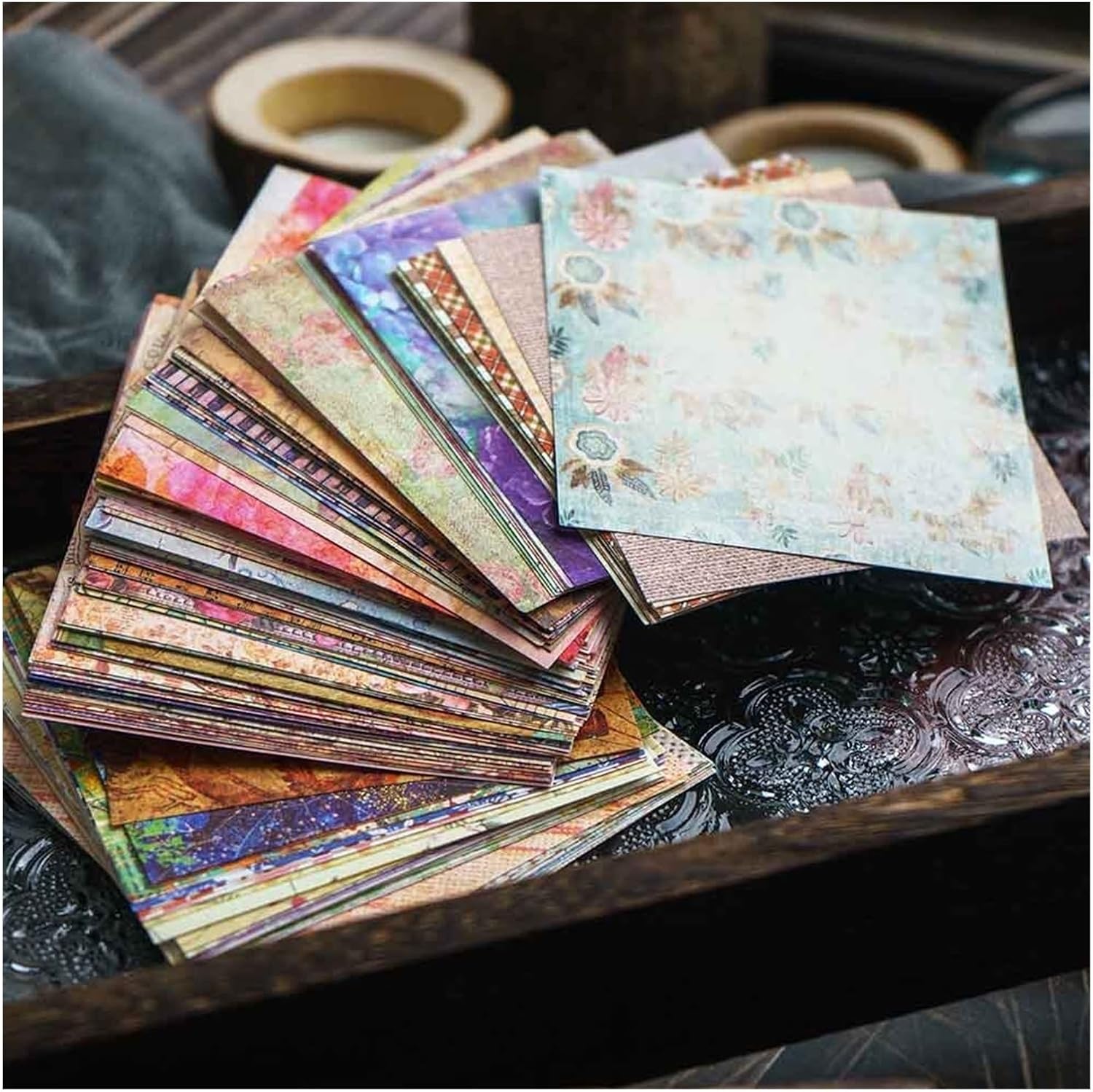 Translucent Envelopes,Vellum Jackets, 150 Pcs Rainbow Color Texture Background Craft Paper Collage Journal DIY Album Scrapbooking Material Paper Pack(Color:Rainbow) (Size : Blossoming)