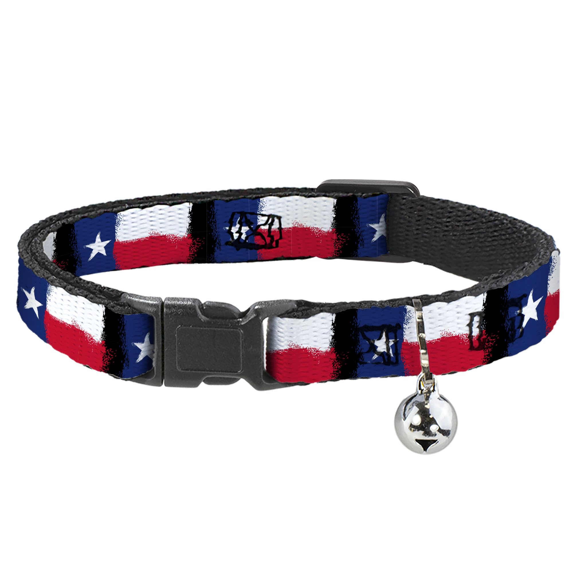 Buckle-Down Cat Collar Breakaway Texas Flag Painting 8 to 12 Inches 0.5 Inch Wide