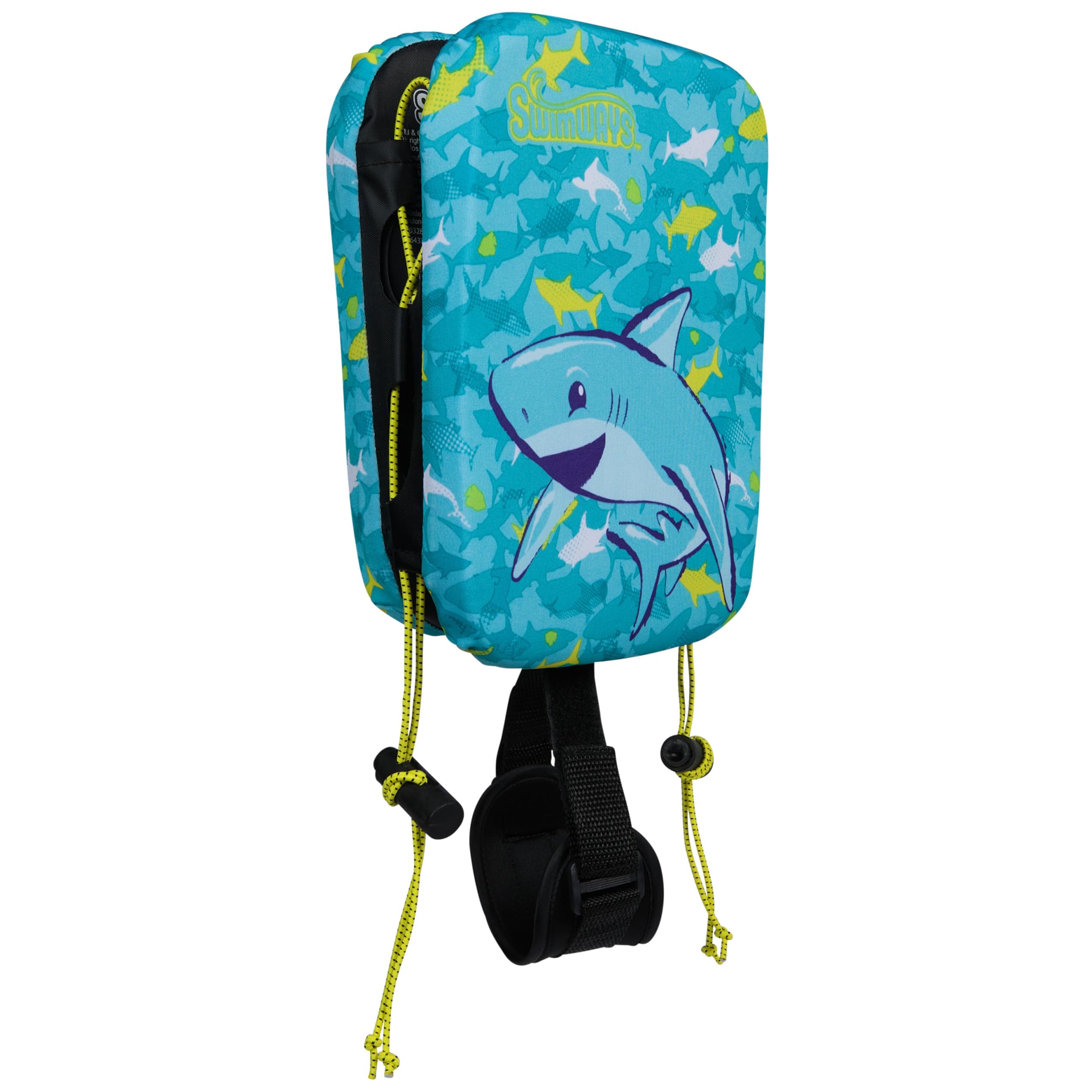 SwimWays Power Swimr - Chaleco de natación para piscina al aire libre para niños, flotador de piscina ajustable para entrenamiento de natación, mediano, tiburón