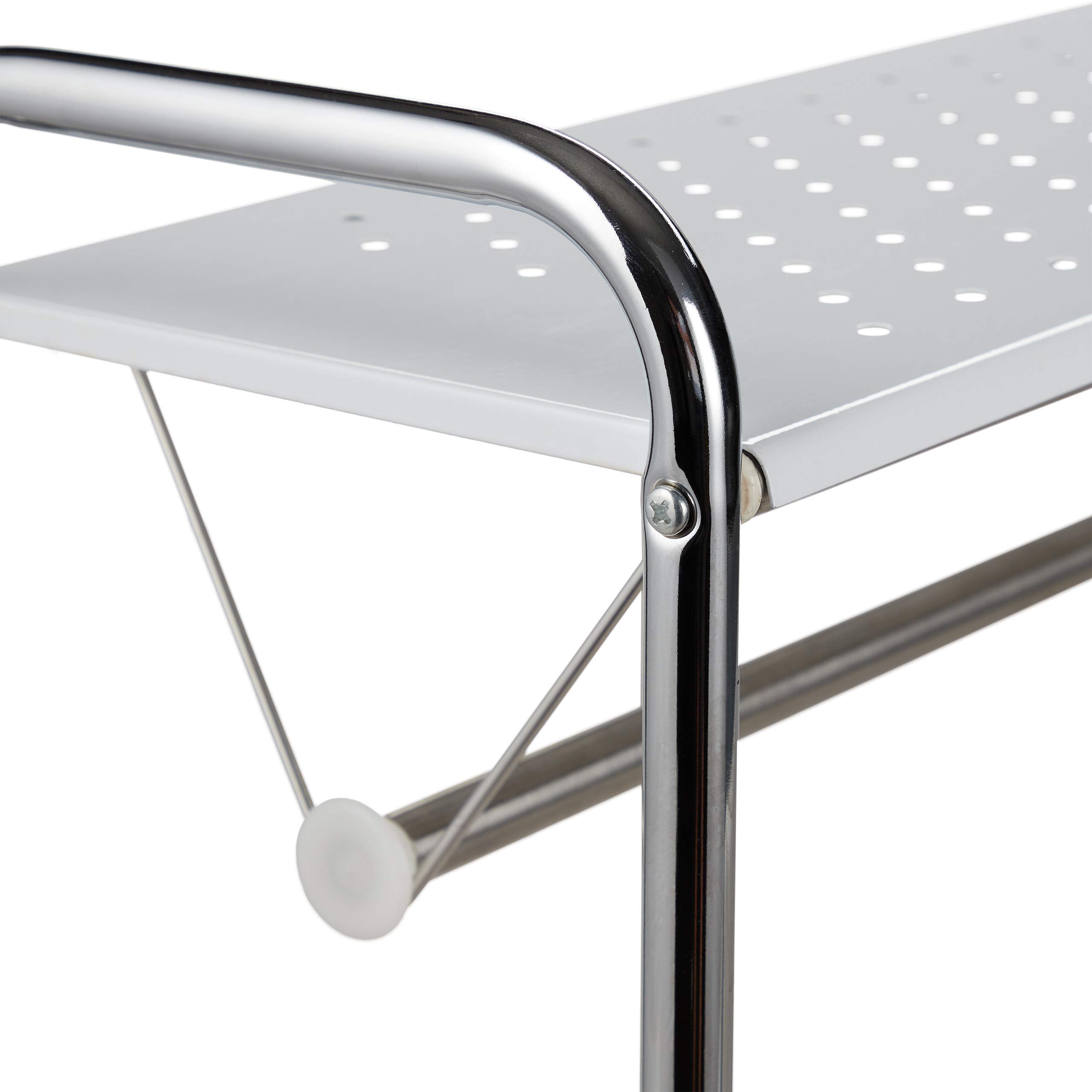 Relaxdays Estante para Fregadero, con Portarrollos, Estantería de Cocina con Cesta, Metal, 32x94x23 cm, Blanco/Plateado