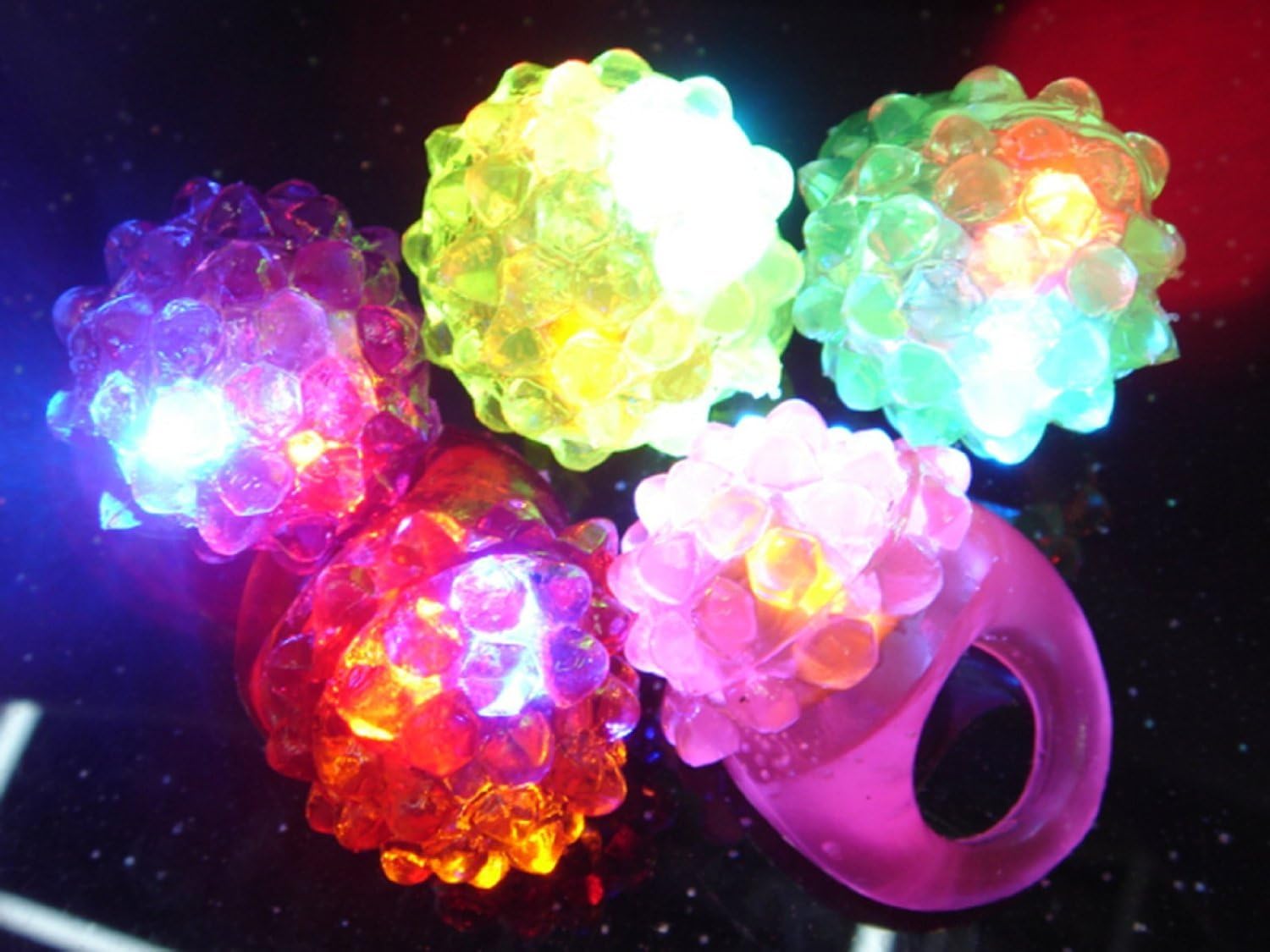 18-Pack Flashing LED Lights Up Toys,Glow In The Dark Bumpy Rings
