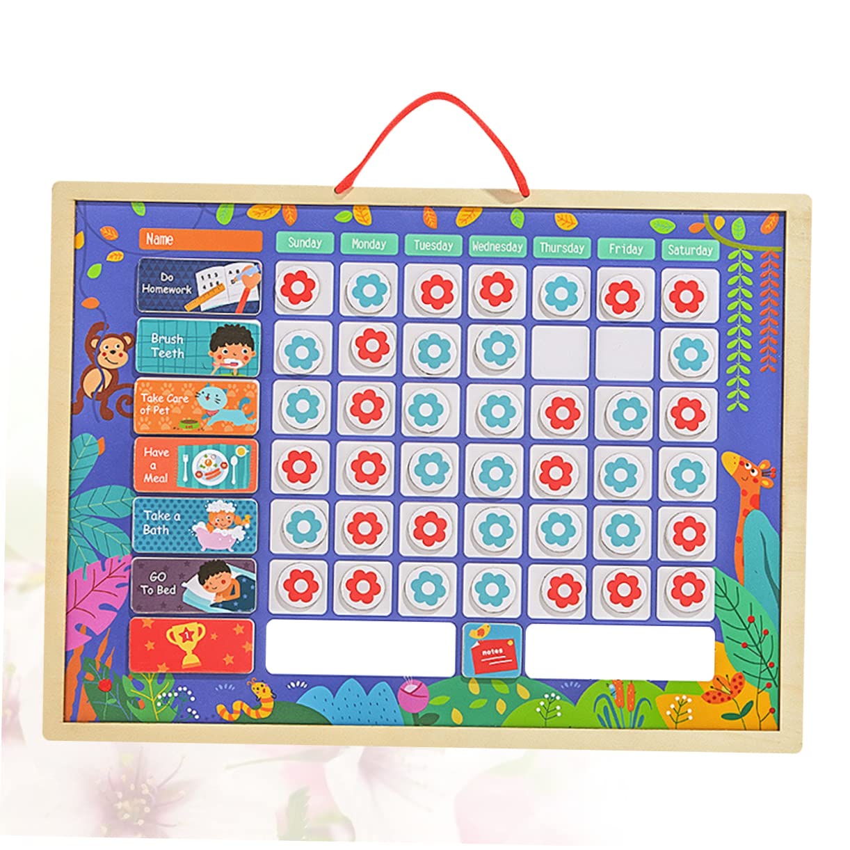 NUOBESTY Tabla de Recompensas para Niños Estándar de Madera Colgante | Autodisciplina y Registro de Crecimiento, Reutilizable, Hábitos de Conducta y Organización