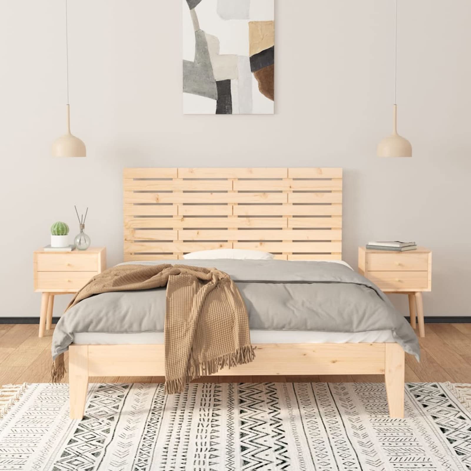 824758 Testiera da Parete 141x3x63 cm in Legno Massello di Pino Testata in Legno,Testata Letto Matrimoniale Muebles Dormitorio Spalliera Letto Testiere per Letto Matrimoniale