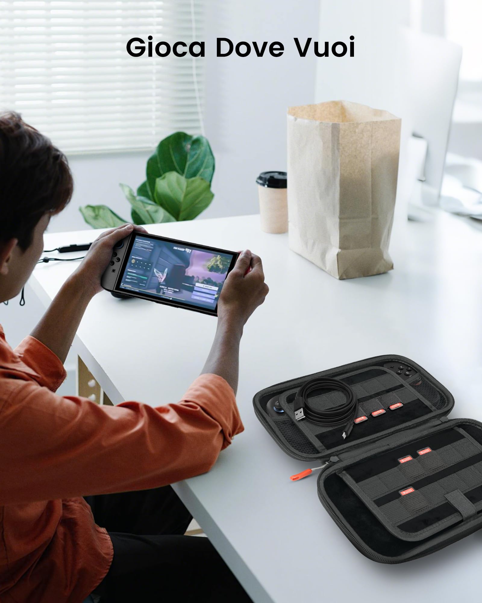 TRANSNOVO Custodia Compatible con Nintendo Switch 2 con Accessori – Case Rigido con 24 Slot per Cartucce di Gioco, Protezione Schermo HD, Supporto, Tappi per Joystick e Custodie per Joycon