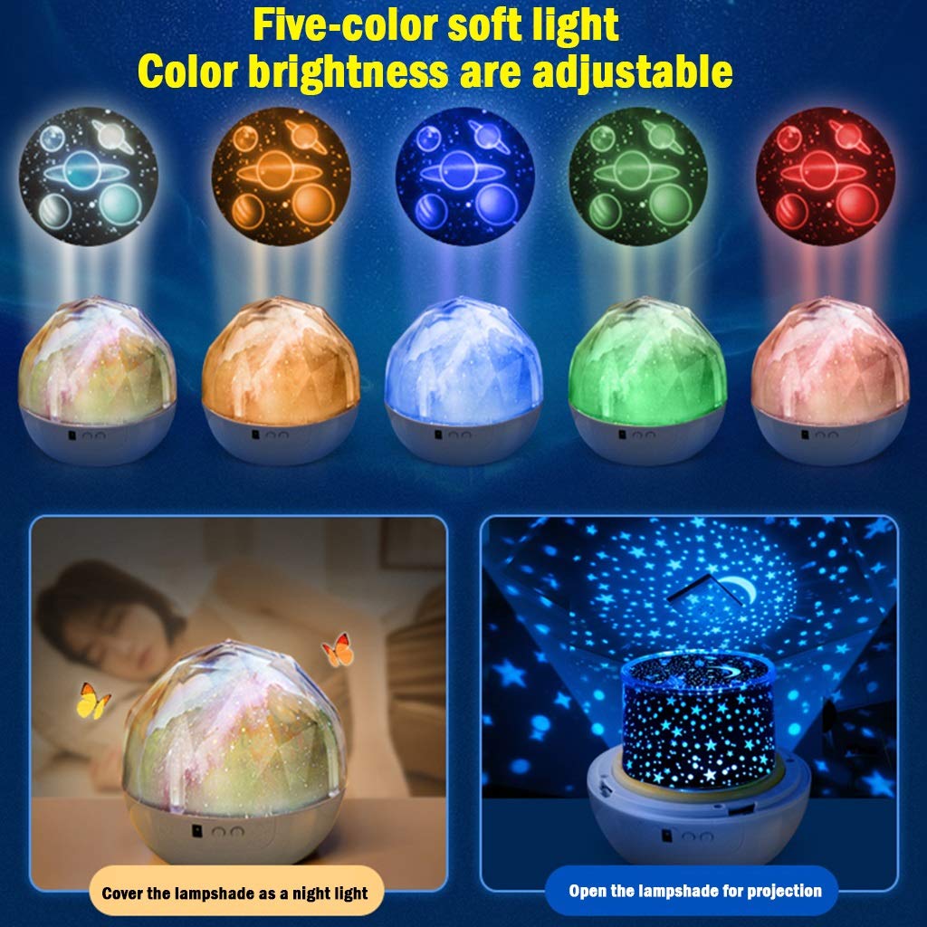 YXCKG Lámpara Proyector Infantil, Proyector De Luz Estrellas Galaxia, Luz Bebé Nocturna, Lámpara Giratorio De Mesa Infantil, para Niños Adultos, Océano, Patrón De Papá Noel, para Dormitorio