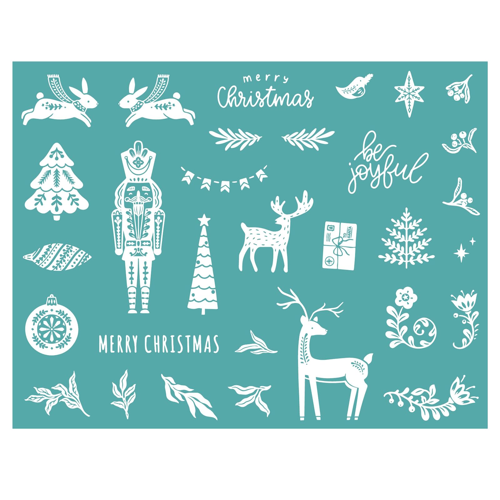 Christmas Theme Silkscreen Stencil,Reusable Self-Adhesive Silk Screen Printing, for Decor/Printing on Wood/Fabric/Wall/Cup/Plate/Glass/Paper, Home Christmas Decorations(8.5x11inch)