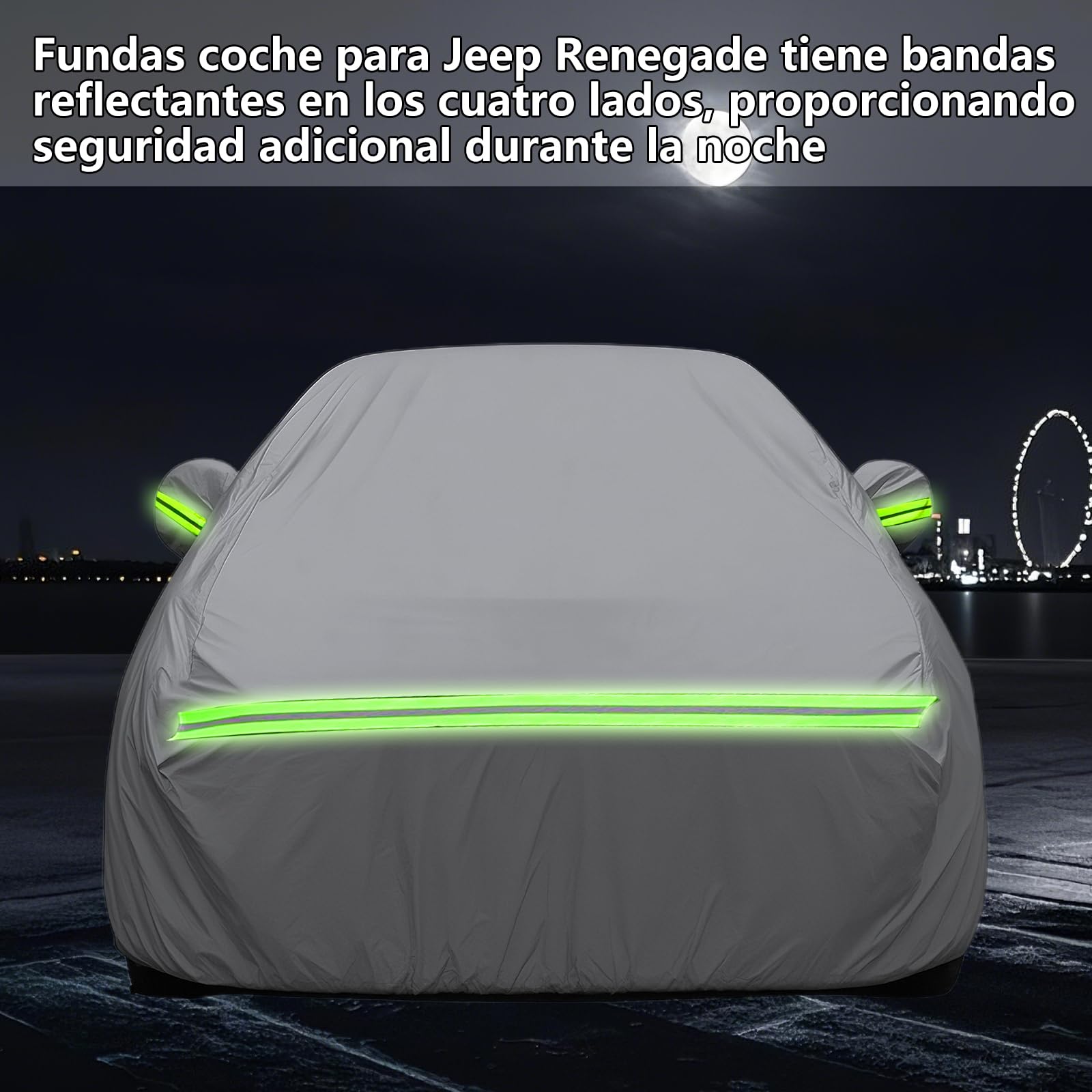 Autoabdeckung für Jeep Renegade(2014-2024), DuPont Oxford Vollgarage für Jeep Renegade, Mit Windschutzbändern, Reißverschlusstür, Auto Abdeckung für Jeep Renegade, Schutz, Schnee, Sonnenstrahlen,Staub