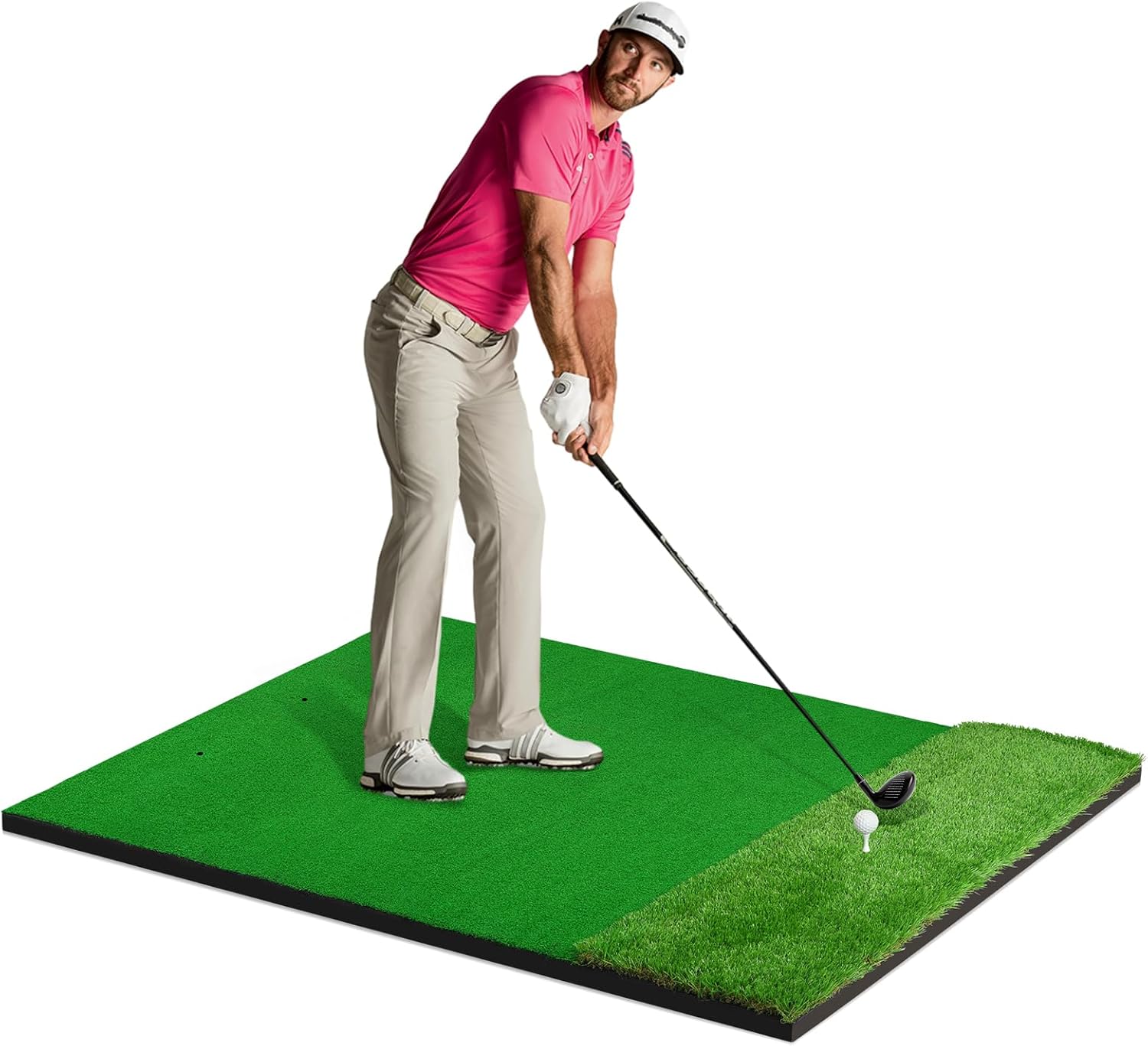 Golf Mat with LED Lights,4.9x3.8ft Thick Golf Hitting Mats,Home Golf Practice Mats Indoor Outdoor Upgrade Turf Golf Mats with 1xGolf Hitting Matt/10 x Golf Balls for Chipping Swing Driving 4.9ft*3.8ft,15mm Fairway+Rugh Turf